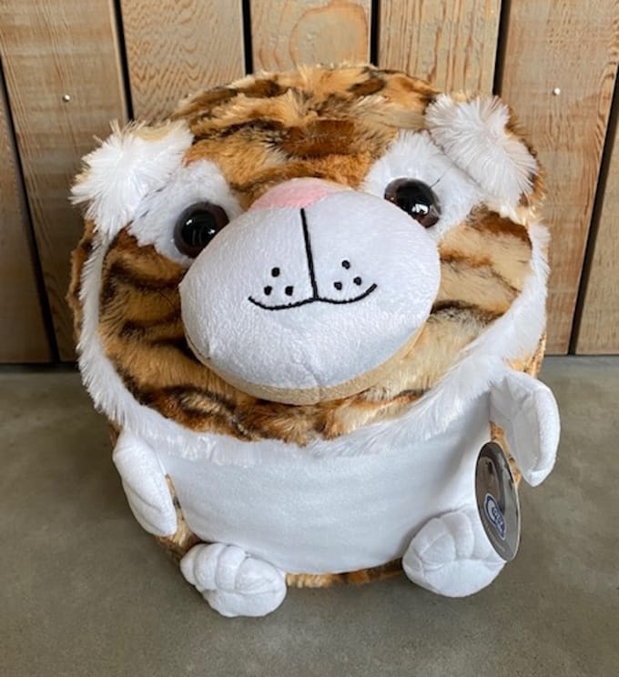 Cozy Time tijger handwarmer en knuffelkussen 35 cm bruin/wit/camel - knuffel tijger