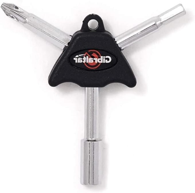 Drumstemsleutel - Multitool - Drum Stemmen - 3-in-1 Functie - Magnetisch - Zilver