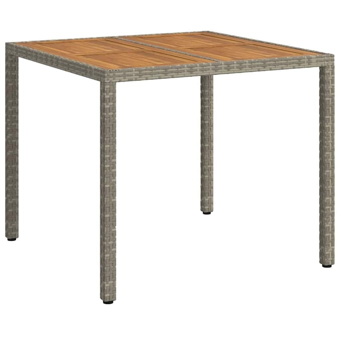 vidaXL Tuinstafel Grijs 90 x 90 x 75 cm poly rattan