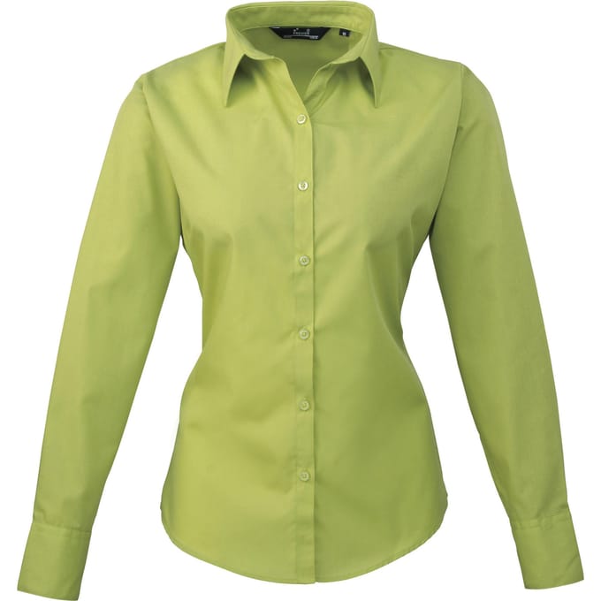 Premier Dames/Dames Popeline Blouse met Lange Mouwen (Kalk)