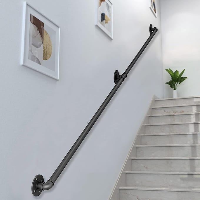 Vintage trapleuning - Buiten leuning - Veilig traplopen - Smeedijzer design - 390 cm - Zwart