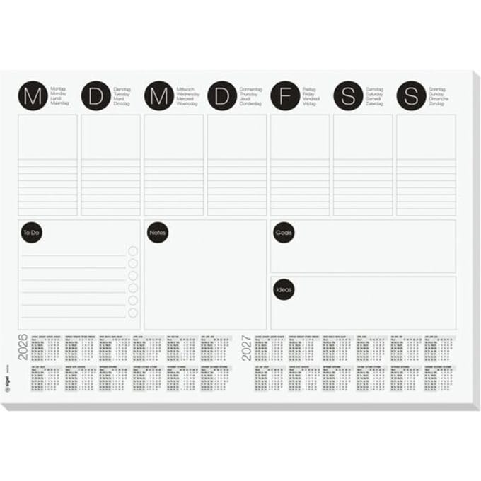 Sigel bureauonderlegger met weekplanner en to do list formaat A3 met kalender 2026/2027 30 vel afscheurbaar