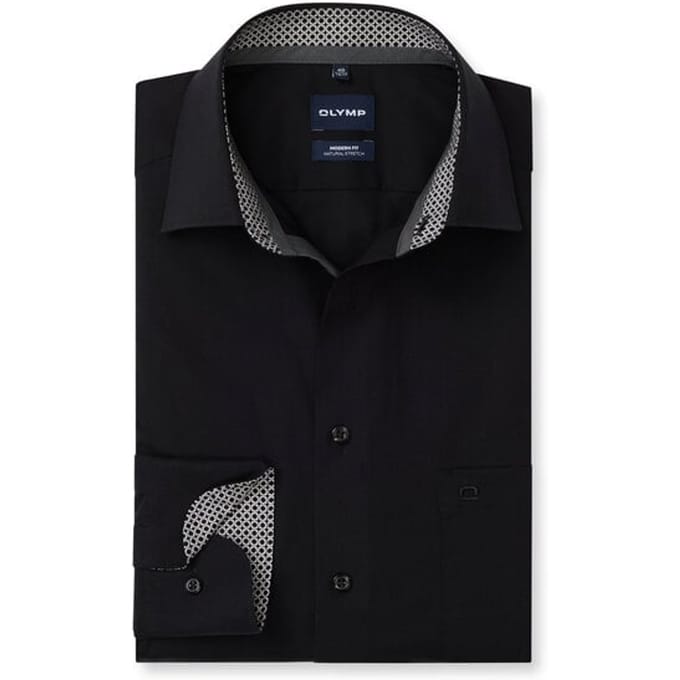 OLYMP Luxor Overhemd, Modern Fit, New Kent, Zwart