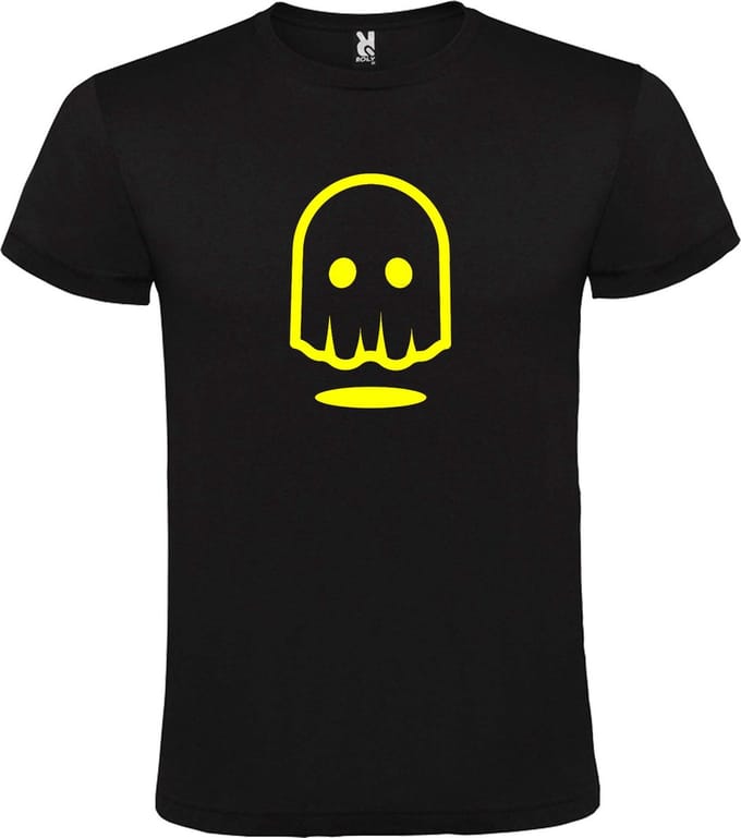 Zwart T-shirt ‘Spookje’ Geel maat S