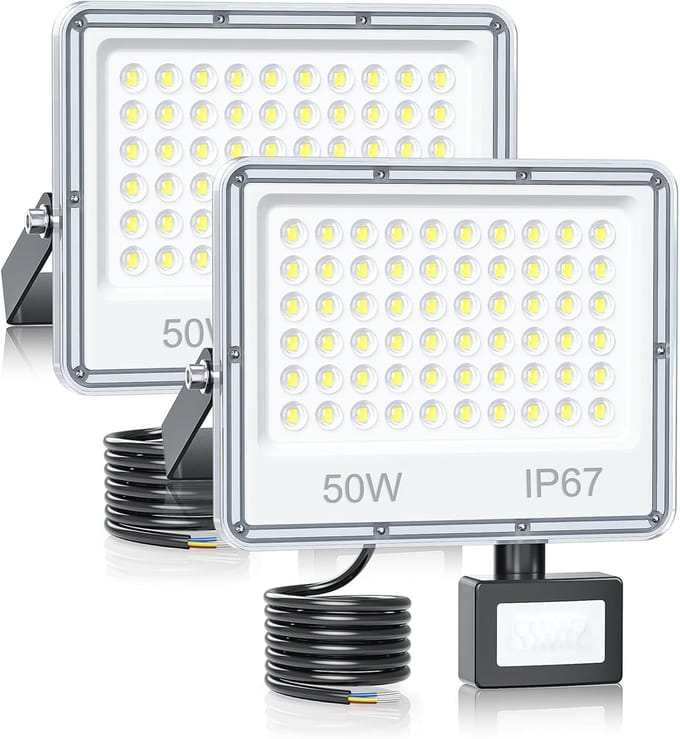 Led-spot voor buiten met bewegingssensor - 50W, 5000 lumen, IP67, 2 stuks