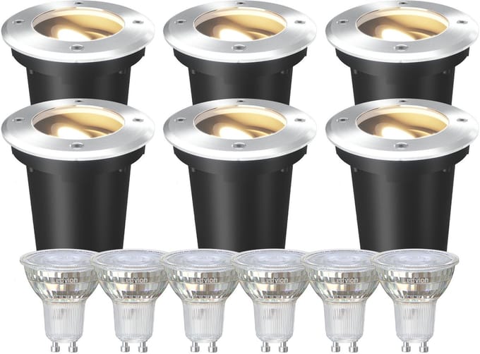 Ledvion LED Grondspot 9 stuks Vierkant GU10 3W 230V 2700K Warm wit IP67