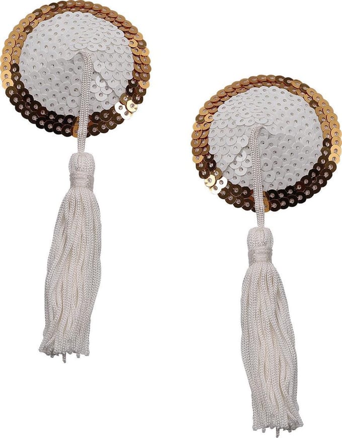 Banoch - Burlesque Round Sparkling - Tepelkwastjes -Rond Wit/goud