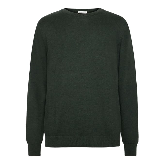 KnowledgeCotton Apparel Pullover Wol Donkergroen - Maat L - Heren - Pullovers
