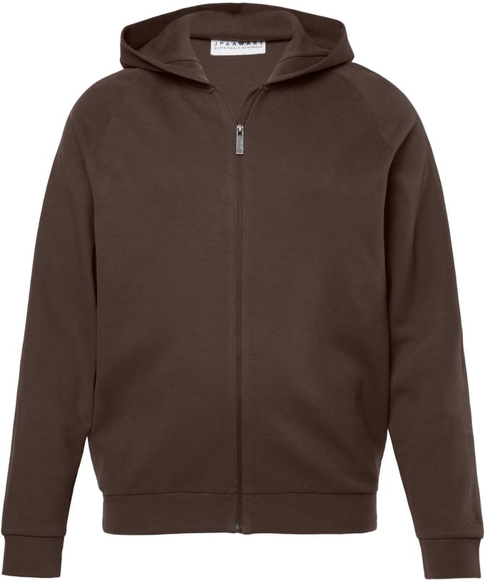 JP 1880 - Heren - Loungewear capuchonjas duurzaamheid - Donkerbruin - Maat L