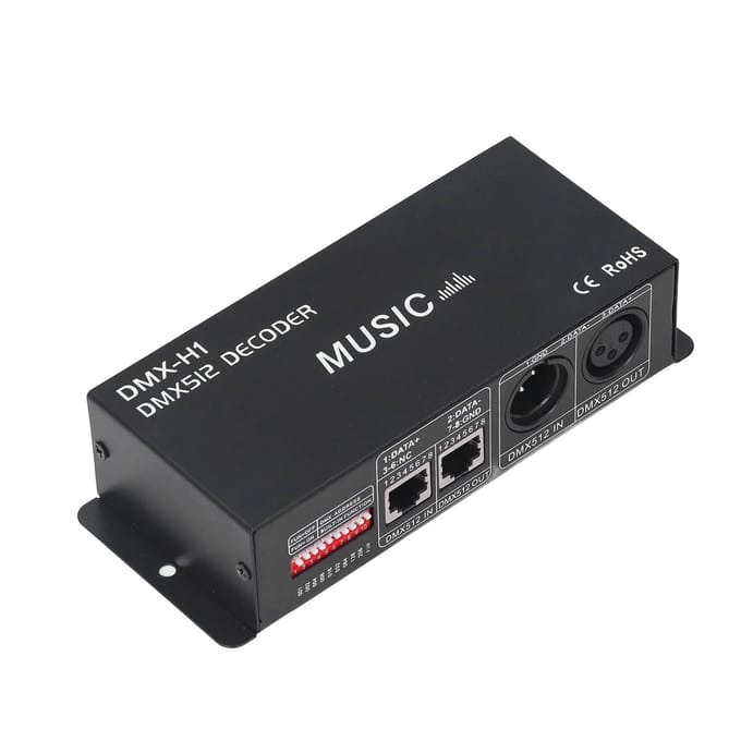 4 Kanaals DMX 512 Decorder Instelbare RGB Dimming LED Decorder Controller voor Bars Hotels Sober black