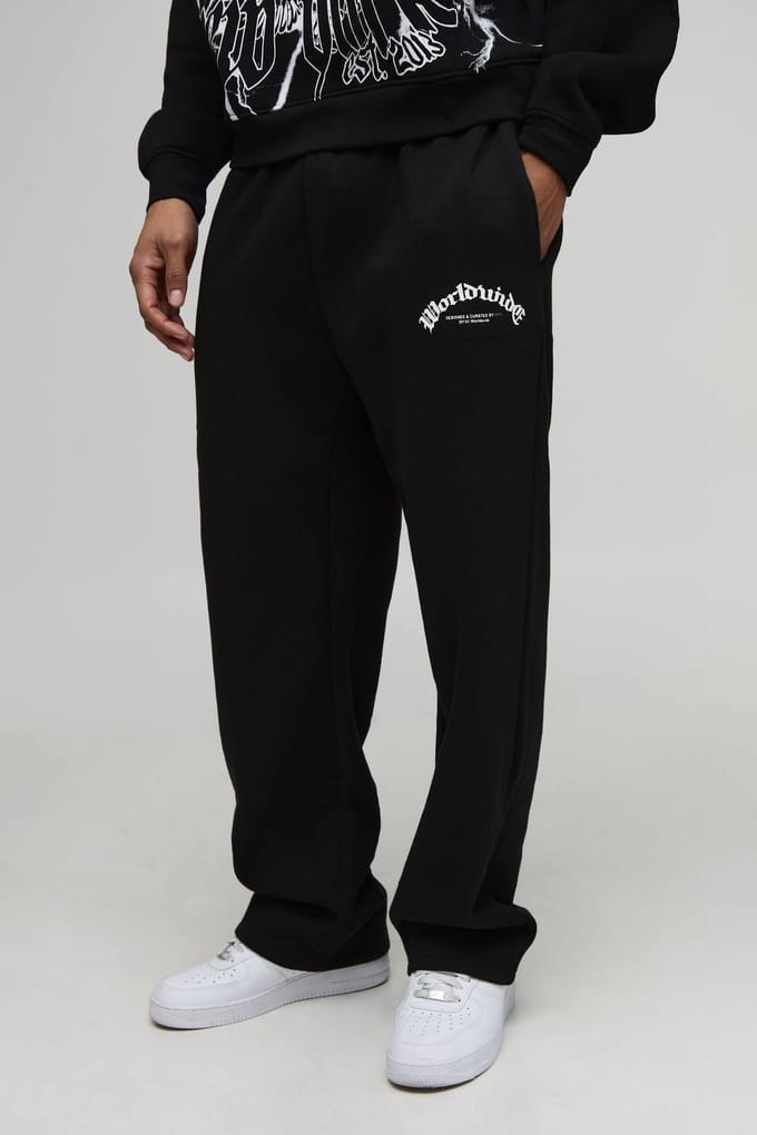 Relaxed Fit Wereldwijde Graphic Joggers | Black | Size Medium