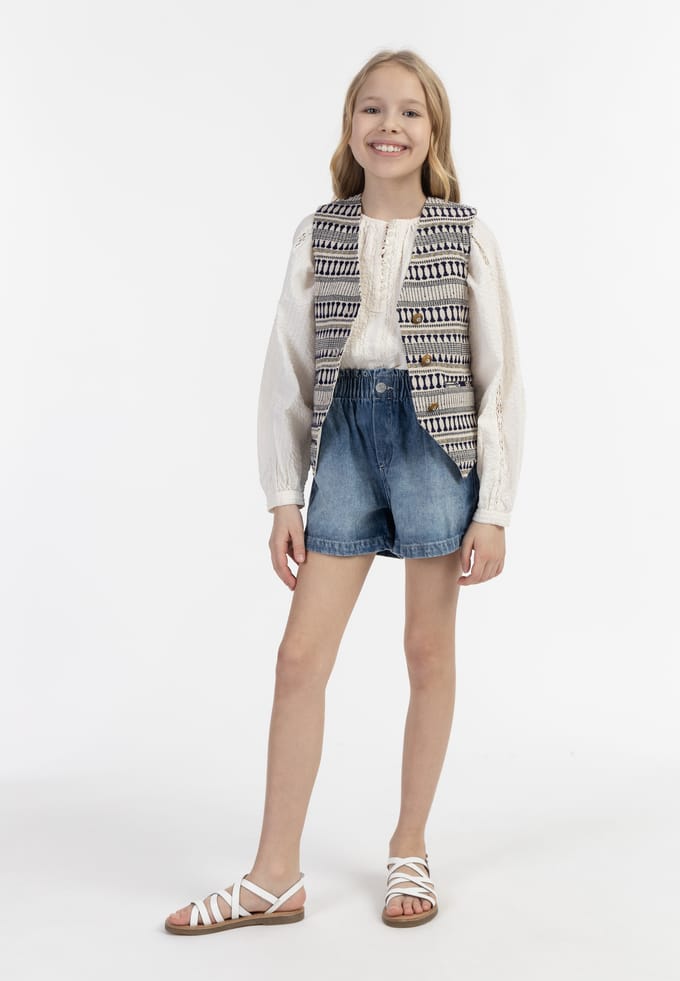 IZIA Waistcoat Meisje Donker marineblauw gebroken wit