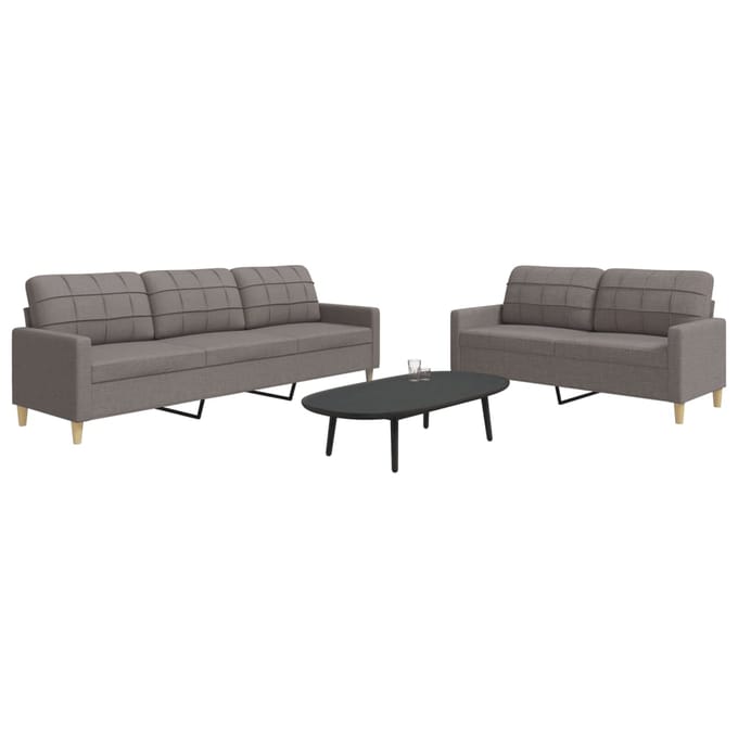 vidaXL - 2-delige - Loungeset - stof - taupe