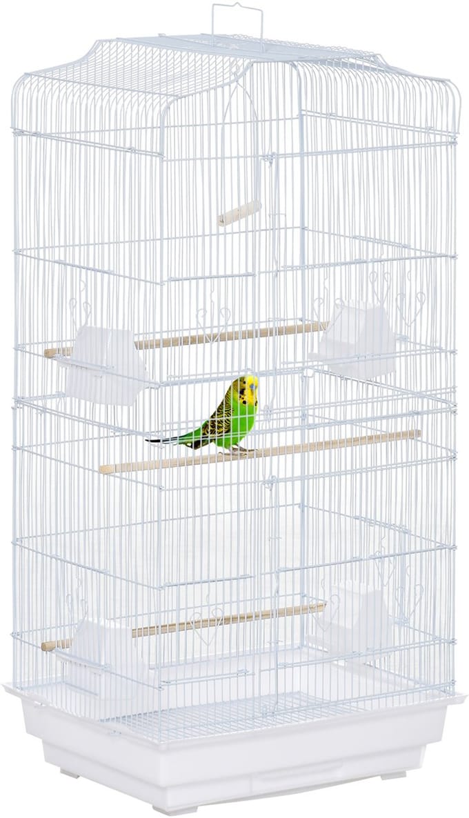 PawHut Vogelkooi - Metaal - 46,5x35,5x92cm - Wit