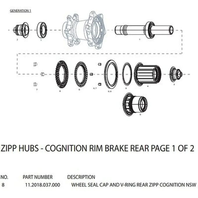 Vrijloophuis Zipp Seal Cap And V-Ring Rear Cognition Nsw