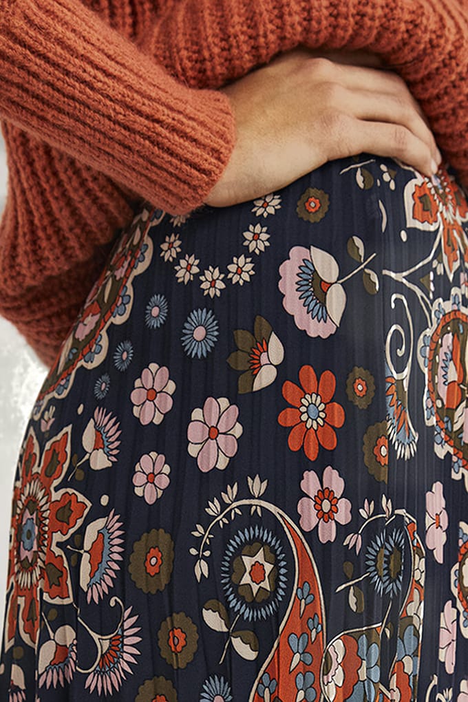 Boden Pleated Party Maxi Skirt Nav Maat: 6 | Maxi Rokken Outlet | Dames