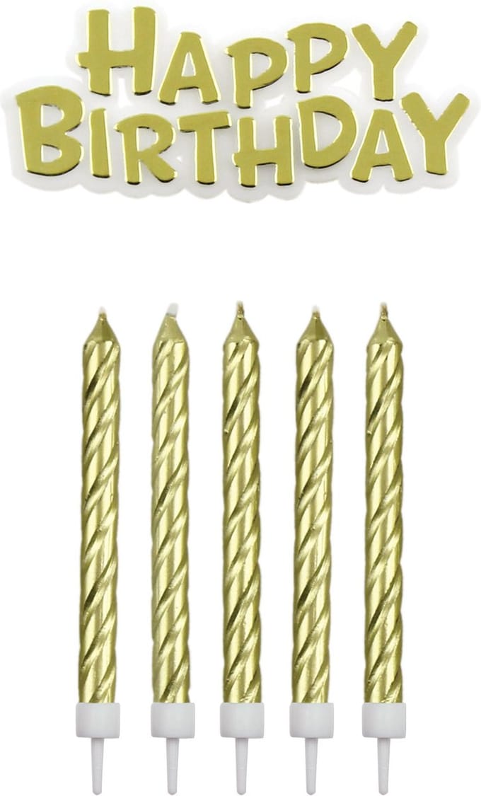 PME Verjaardagskaarsjes & Happy Birthday Goud pk/17