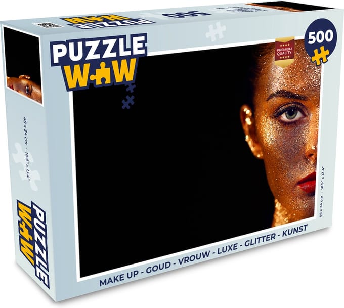 Puzzel Make up - Goud - Vrouw - Luxe - Glitter - Kunst - Legpuzzel - Puzzel 500 stukjes