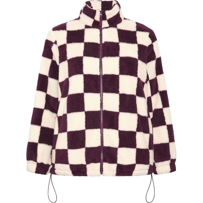 Yours Bordeauxrode Geruite Fleece Met Ritssluiting Size 46