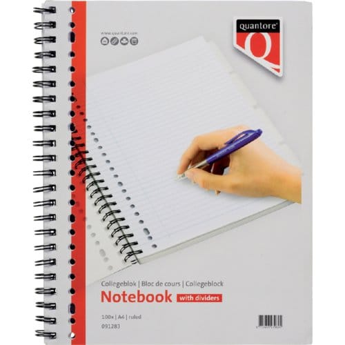 Collegeblok Quantore A4 lijn 23-gaats 4 tabs 200 pagina's 70gr