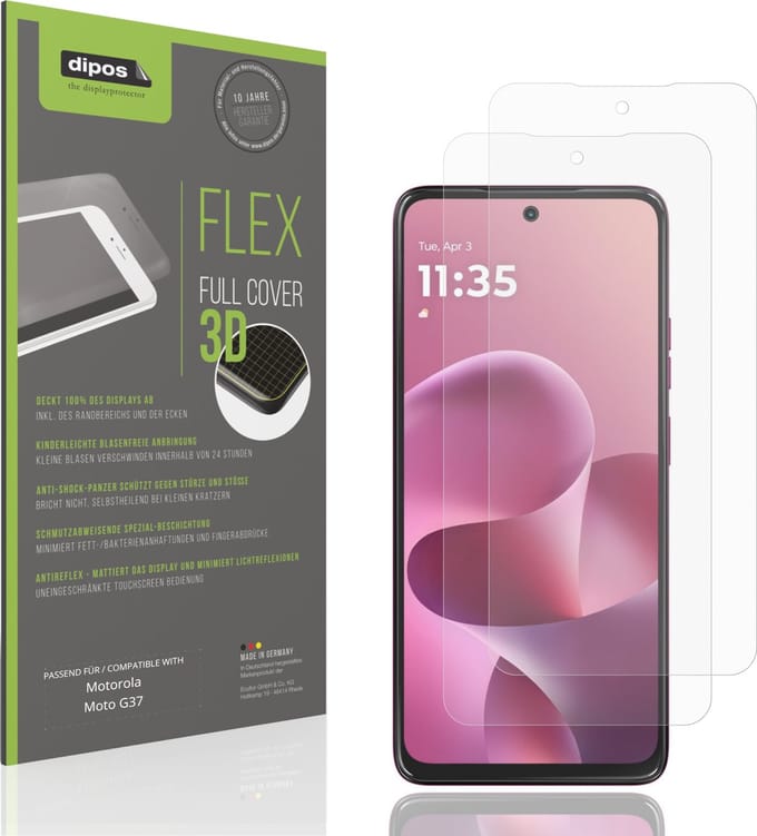 dipos FLEX – 2x Matte Screenprotector geschikt voor Motorola Moto G37 | Volledige Schermbescherming | Case-Friendly