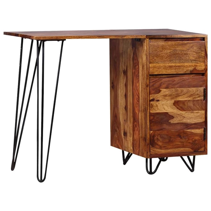vidaXL - Schrijftafel - met - 1 - lade - en - 1 - kastje - massief - acaciahout
