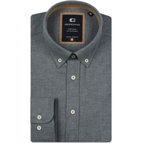 Giordano Overhemd Loretto Button-Down Melange Flanel Twill Navy / male
