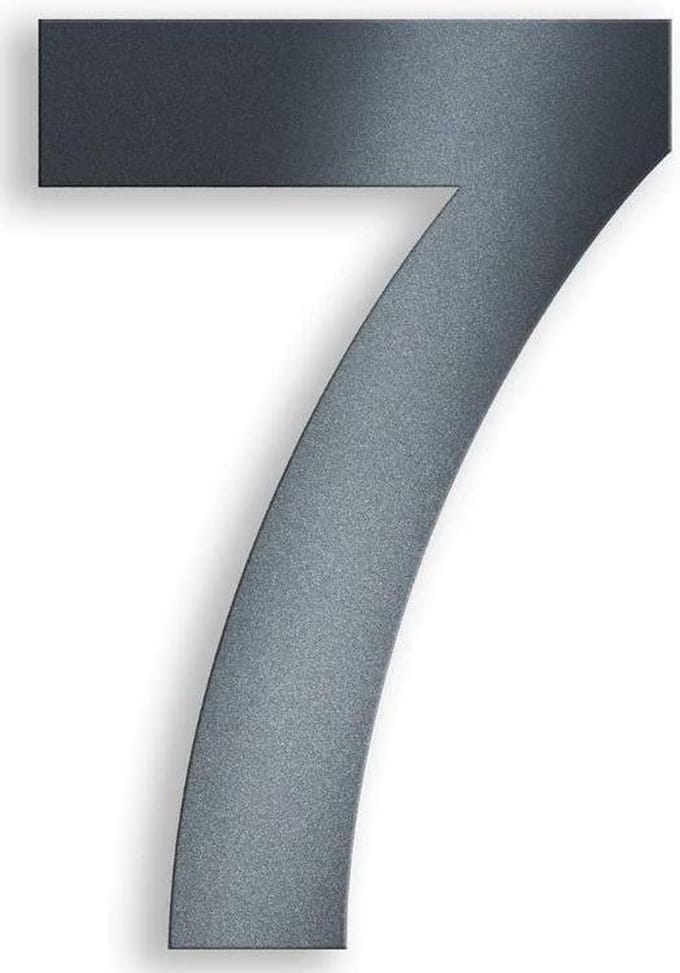 Huisnummer zwart, hoogte 15cm, nummer 7