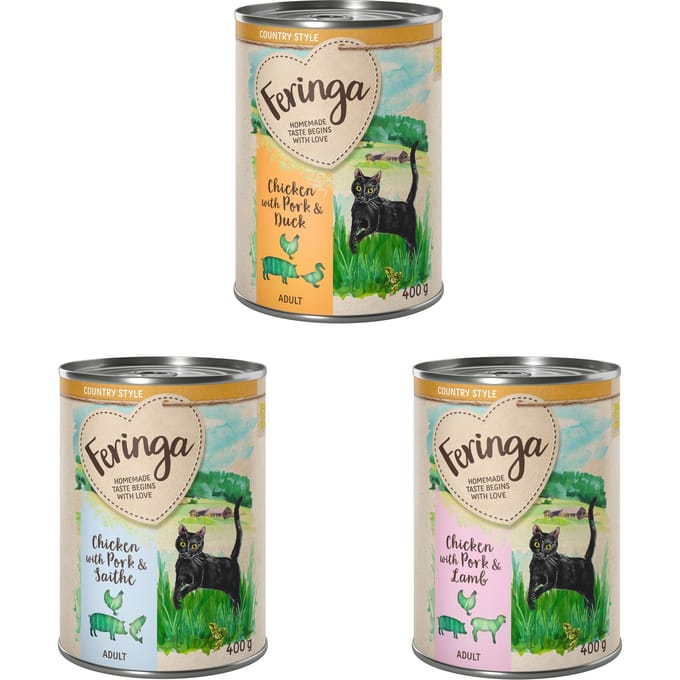 Feringa Country Style Menu 6 x 400 g - Mixpakket 2: Eend, lam, koolvis
