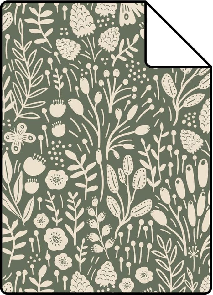 Proefstaal ESTAhome behang bloemetjes groen - 26.5 x 21 cm - 131250-S
