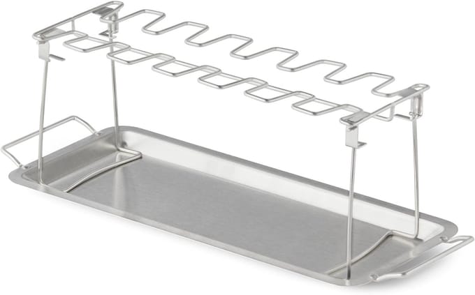 Kippenvleugelhouder – bbq accesoires – kiphouder Oven – Inclusief Opvangbakje – inklapbaar – RVS