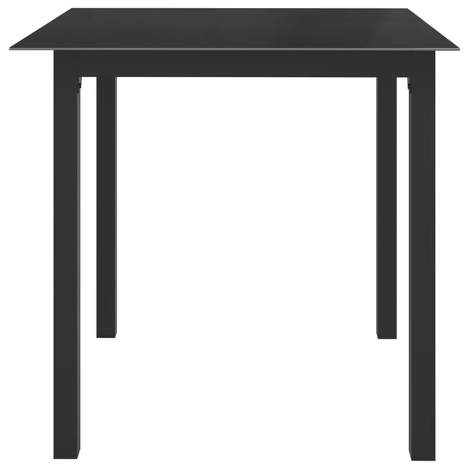 vidaXL - Tuintafel - 80x80x74 - cm - aluminium - en - glas - zwart
