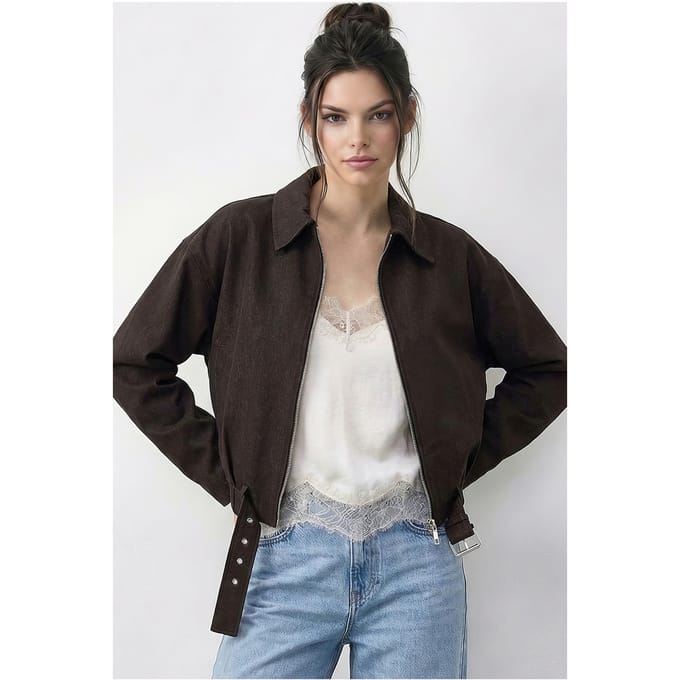 Oversized Denim Bomberjack met Riem