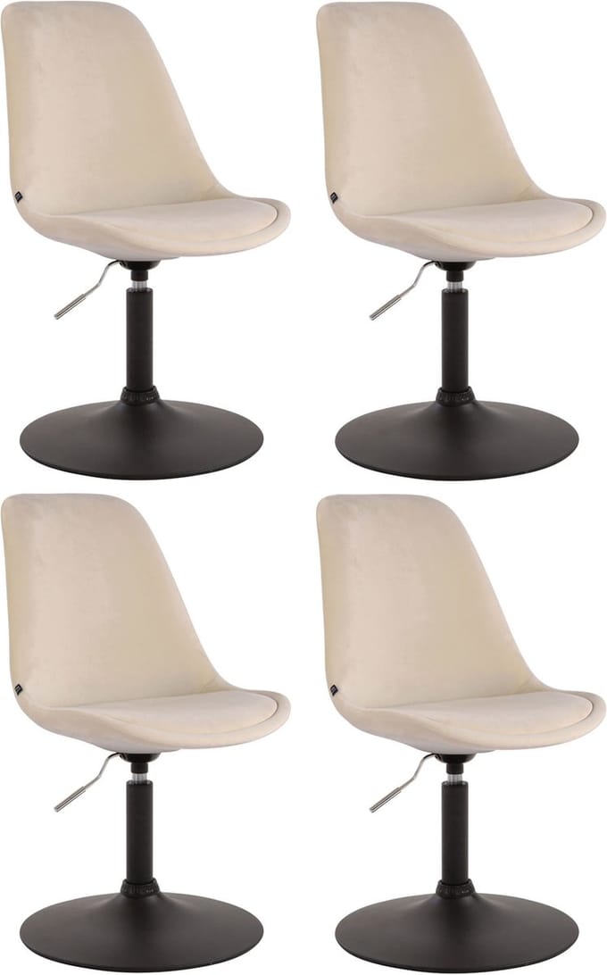 CLP Maverick Set van 4 Eetkamerstoelen - Fluweel creme zwart