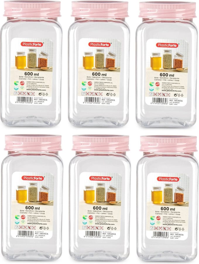 PlasticForte Voorraadpot/bewaarpot - 6x - 400 ml - kunststof - oud roze - B7 x H11 cm