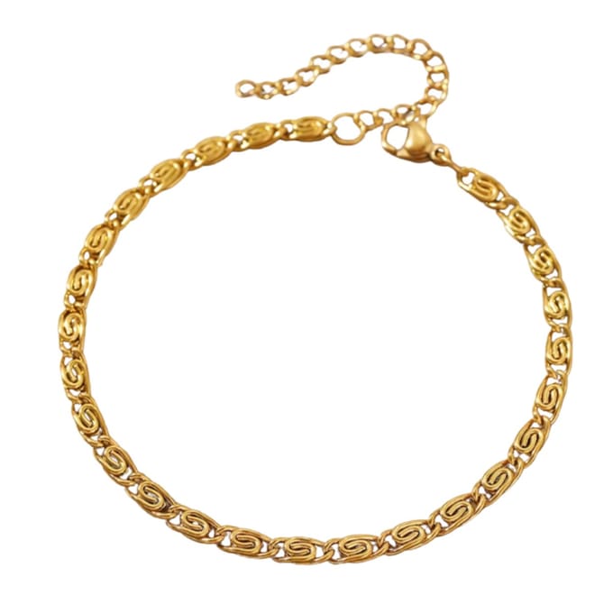Armband-RVS-swirl-goudkleurig-17+5cm-Charme Bijoux