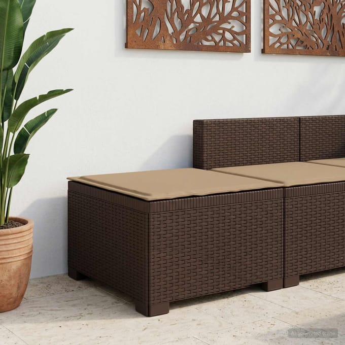 vidaXL - Eén-zits - Tuin - Sofa - met - Kussen - Rieten - Look - PP - Bruin
