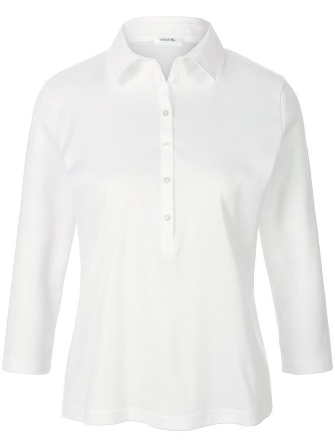 Poloshirt 100% katoen 3/4-mouwen Van Efixelle wit