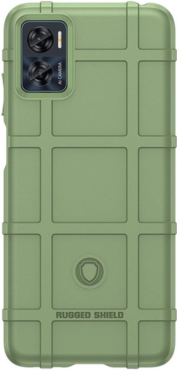 MobyDefend Hoesje - Geschikt voor Motorola Moto E22 / E22i - Rugged Shield TPU Backcover - Groen