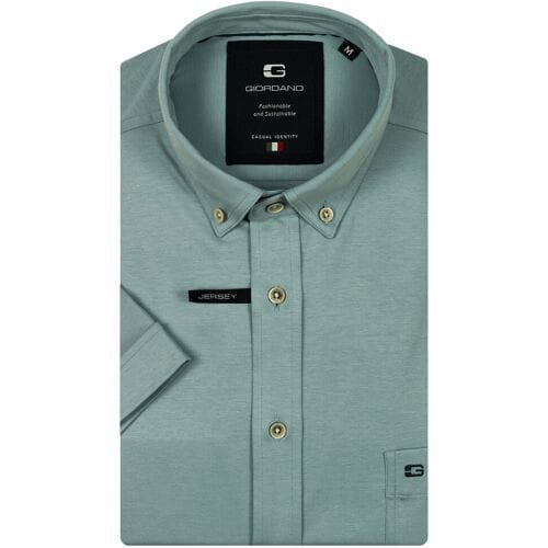 Giordano Overhemd League Soft Liquid Cotton Jersey Short Sleeve Button-Down Pastel Blauw / male