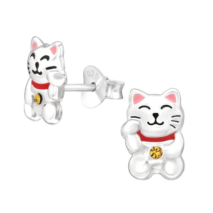 Princess Oorbellen Kitty - 925 Zilver E-Coating - Dier - Marimekko - 6x9mm