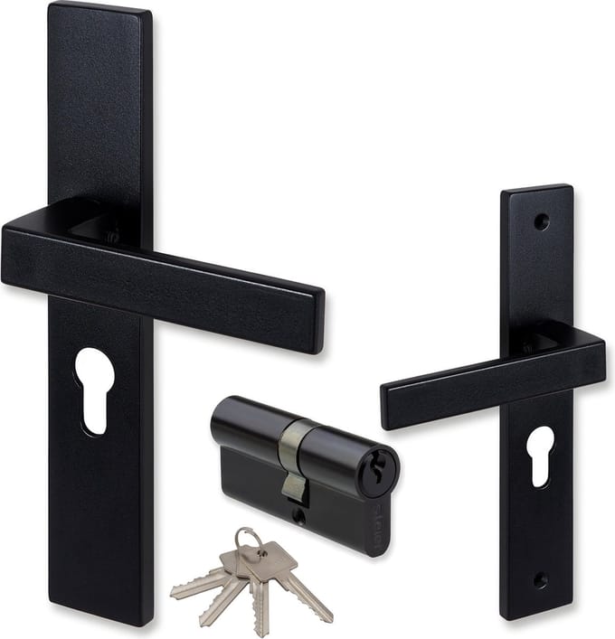 COMBINATIE Deurklink ELIOT® met profielcilinder 55 mm + cilinder zwart 30/30