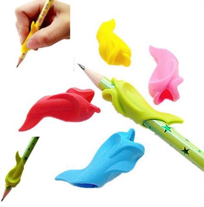 Potlood grip - Dolfijn Geel+Groen - 2 stuks