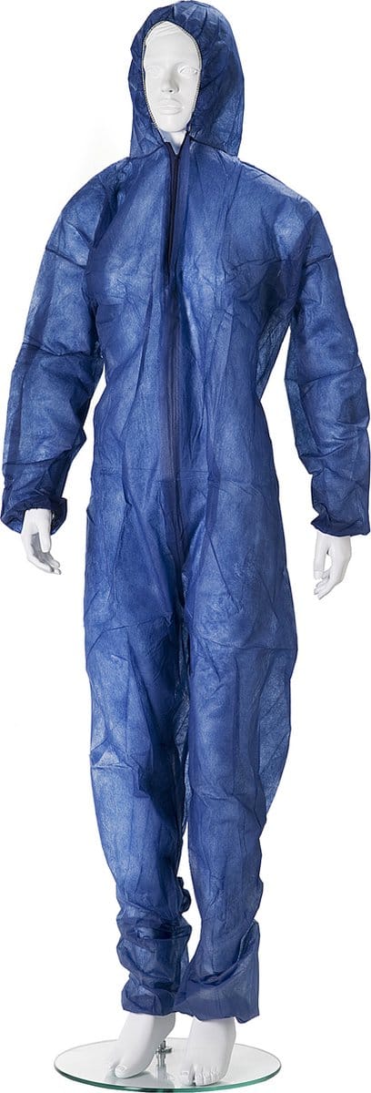 Wegwerpoverall - schilderoverall - blauwe overall eenmalig gebruik - non woven overall