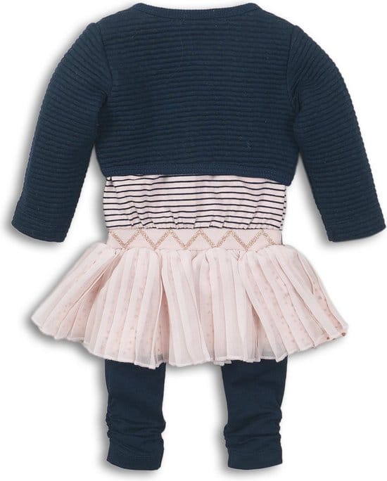 Dirkje  - Maat 86 - 3 pce Babysuit dress - Navy + pink - Vrouwen