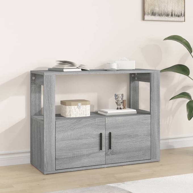 vidaXL - Dressoir - 80x30x60 - cm - bewerkt - hout - grijs - sonoma - eikenkleurig