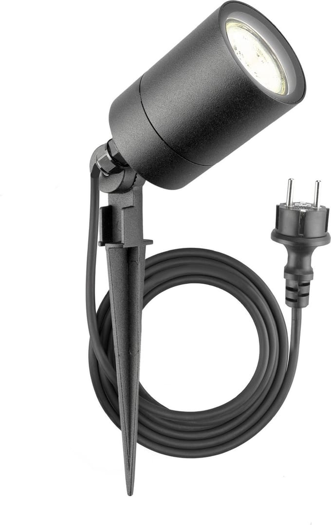 Ledvion - LED Grondspot - Antraciet - IP65 - GU10 - 2m Incl. Stekker