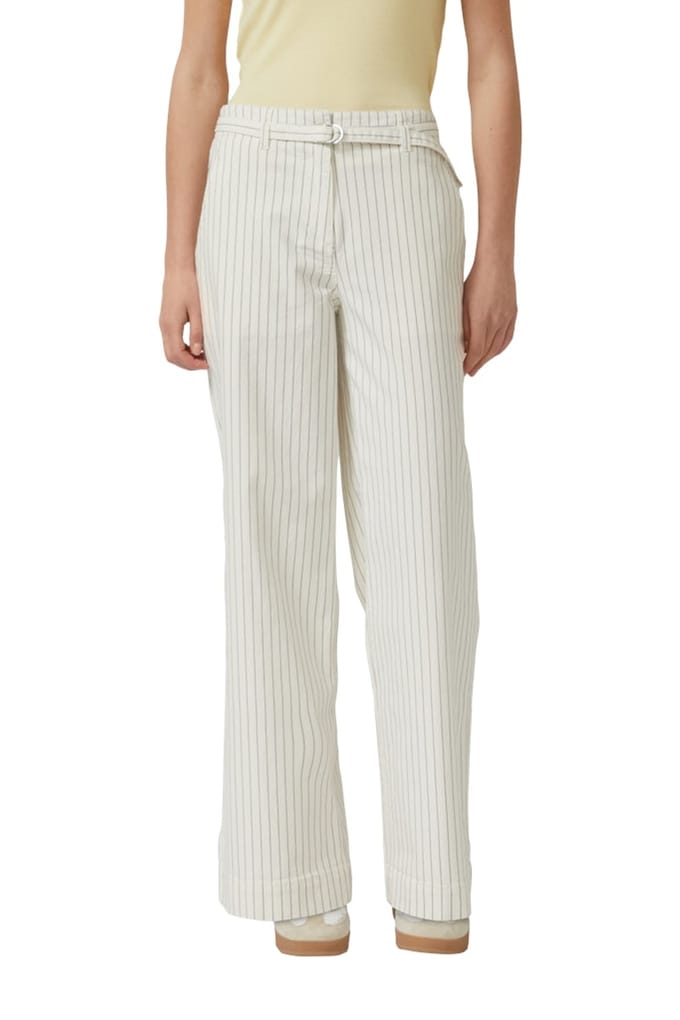 s.Oliver - female - Broek met wijde pijpen, krijtstrepen en stoffen riem