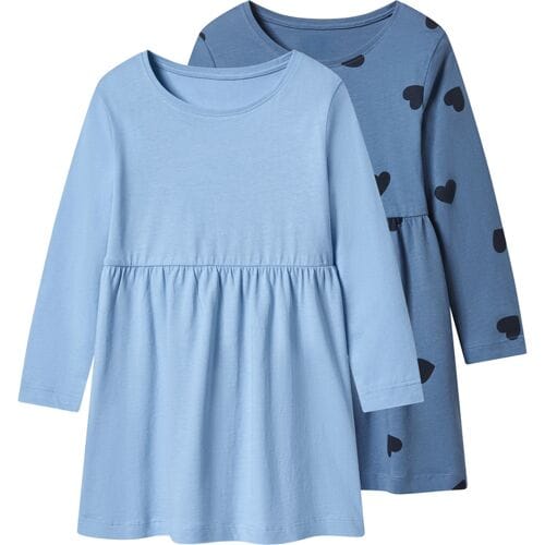 LUPILU Set van 2 kinder jurken (Blauw, 122/128)