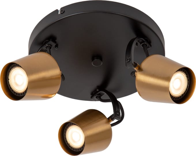 Lucide EMILE - Plafondspot (Plafondlamp) - Ø 23 cm - 3xGU10 (MR16) - Mat Goud / Messing